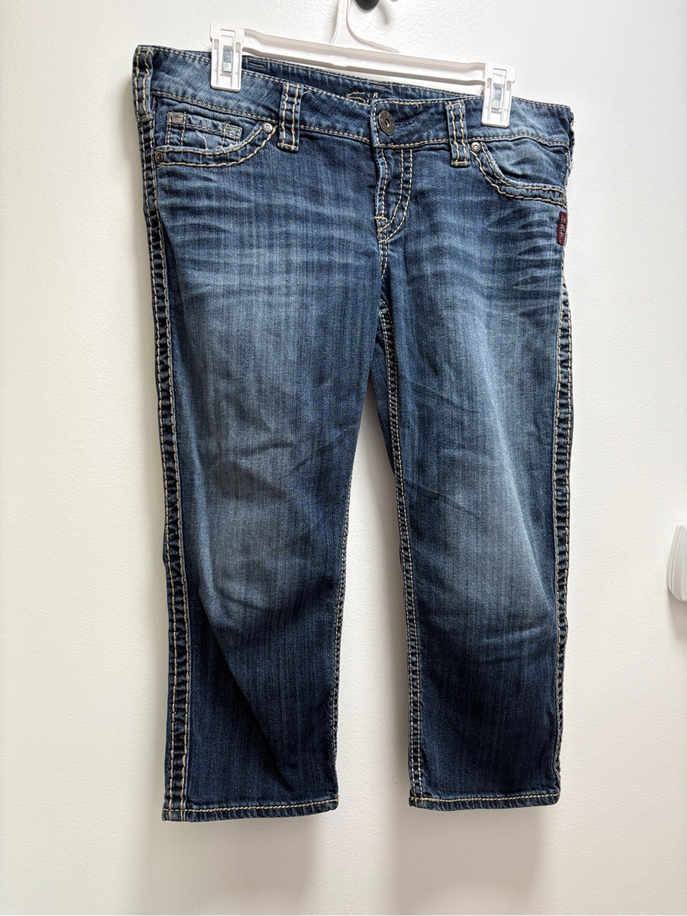 Silver Jeans Dark Blue Capri Cropped Ankle Denim - 30w-